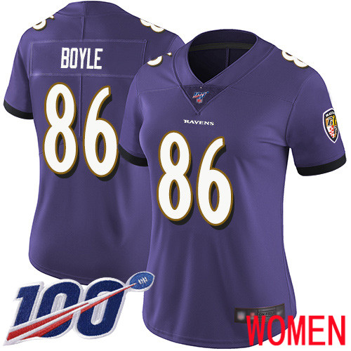Baltimore Ravens Limited Purple Women Nick Boyle Home Jersey NFL Football #86 100th Season Vapor Untouchable